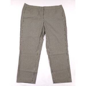 J. Jill‎ Capri Pants Womens 14P Beige Black Gingham Check Mid Rise Stretch
